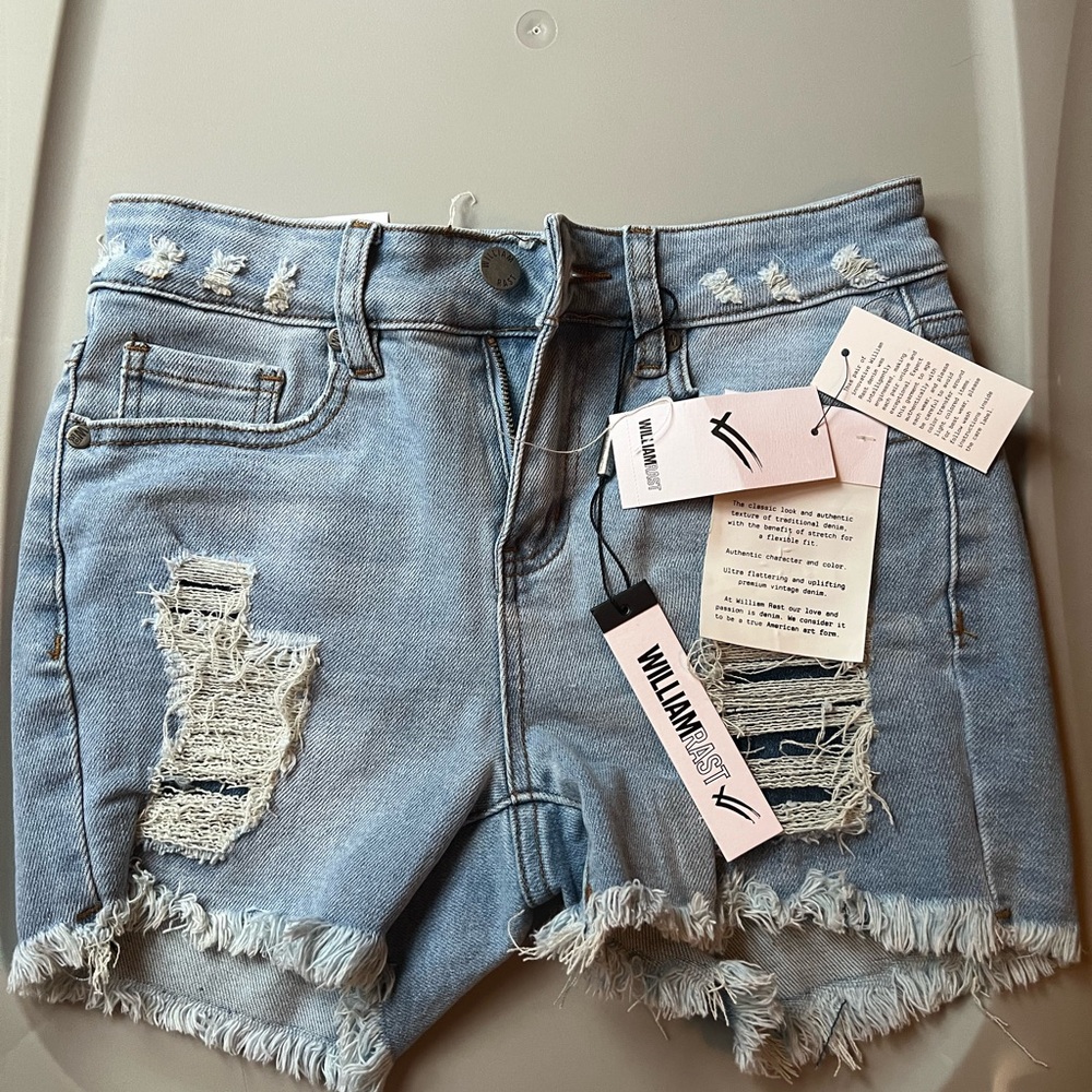 William Rast Women's Distressed Denim Shorts - Blue